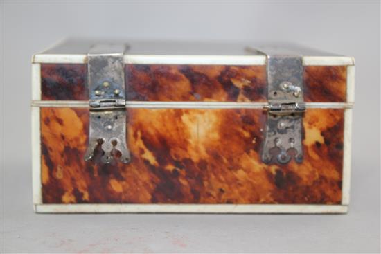 A late 19th century square tortoiseshell cigarette box, 4in.